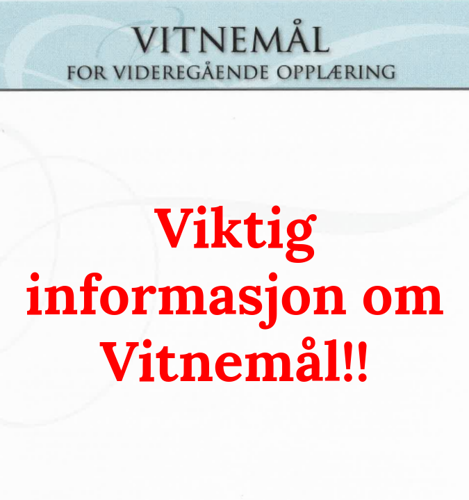 Ordene Viktig informasjon om vitnemål i rød skrift