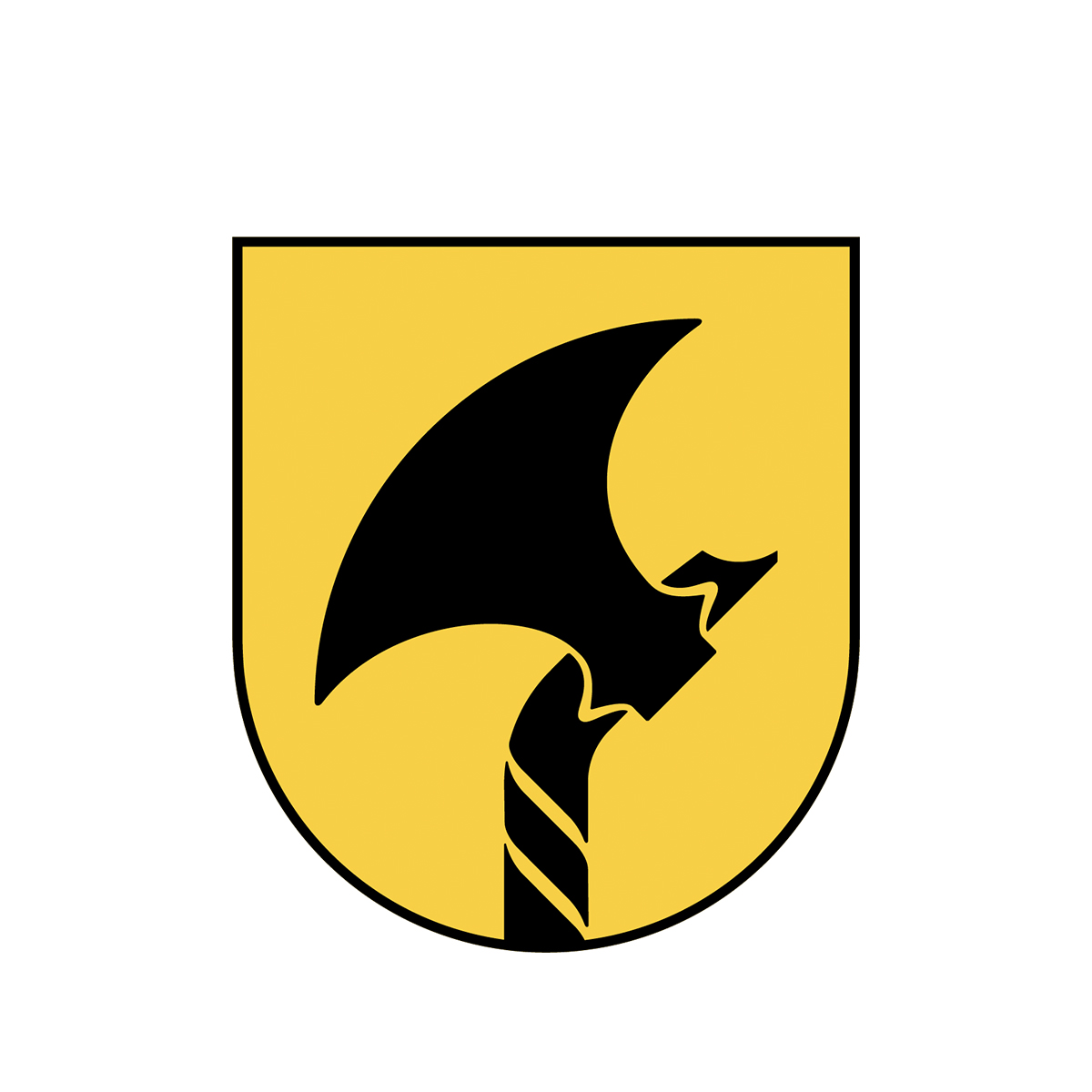 Fylkesvåpen i gult og sort.