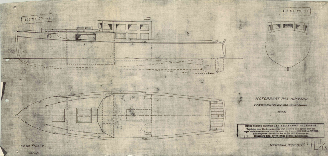 gammel byggtegning av eydebåten